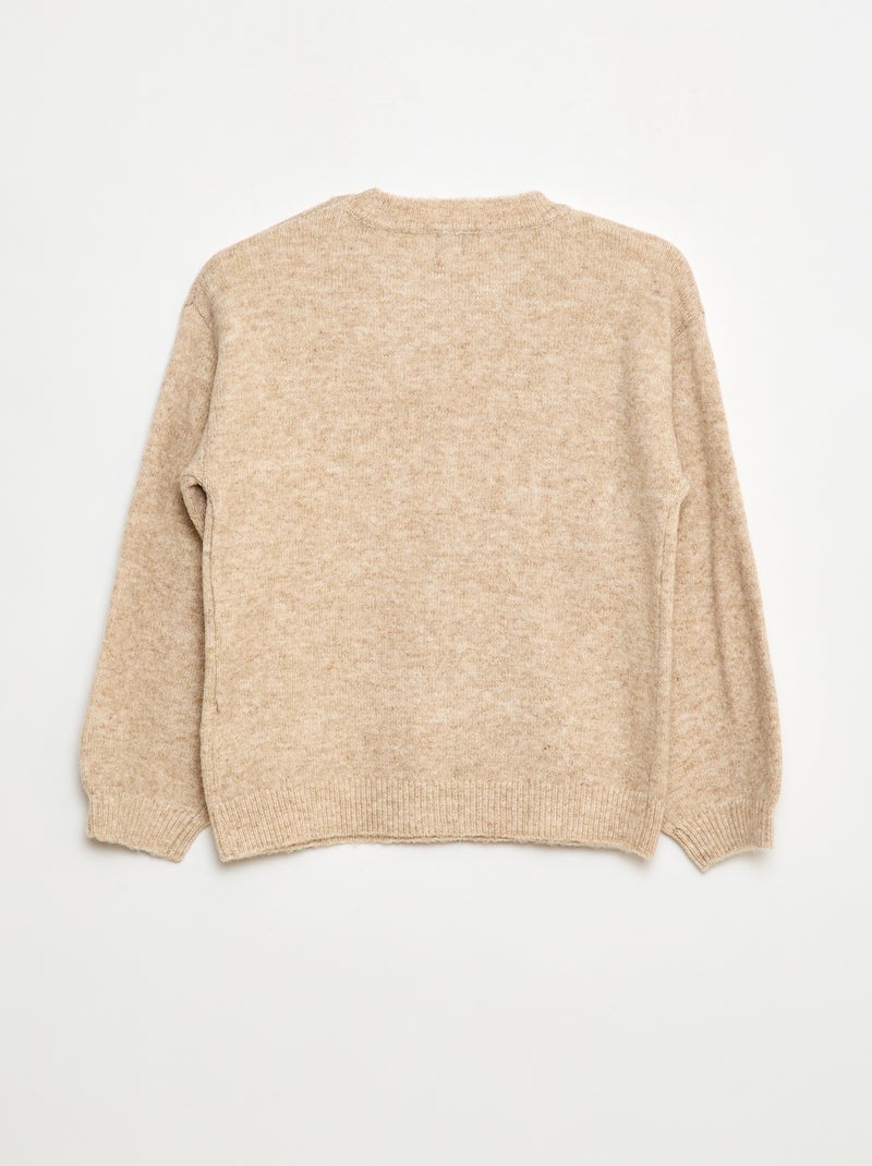 Effen, gebreide trui met ronde hals Biege - Kiabi
