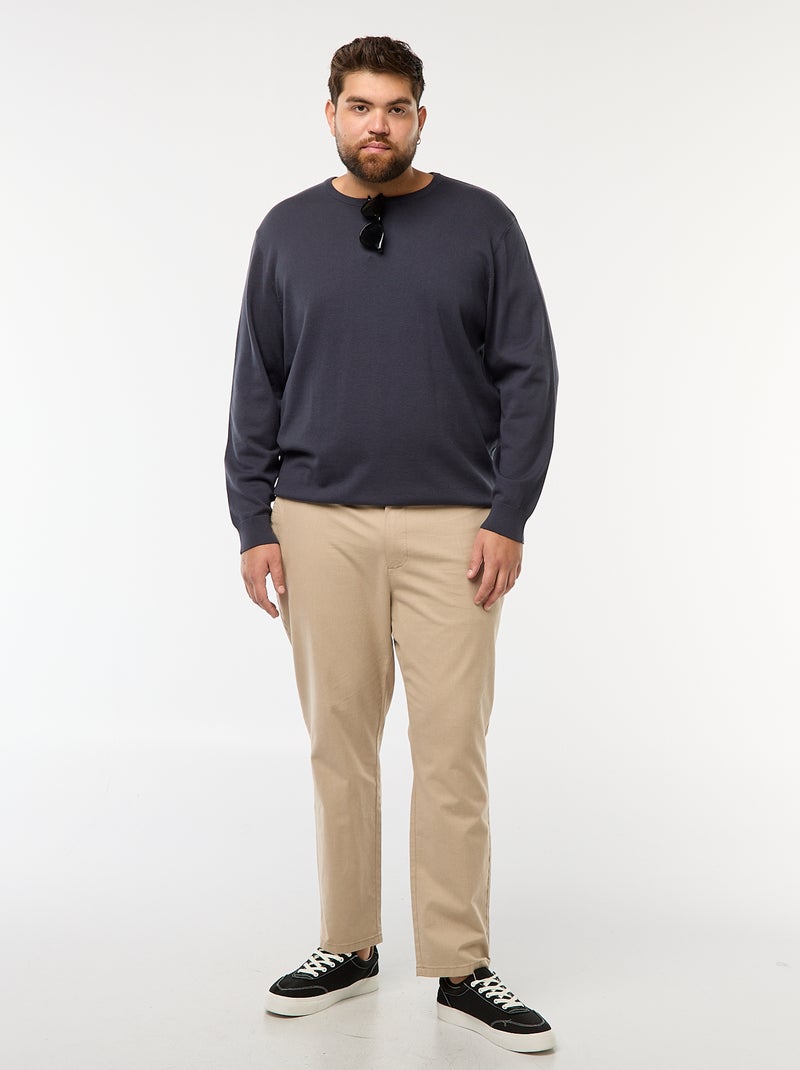 Effen gebreide trui met ronde hals Blauw - Kiabi