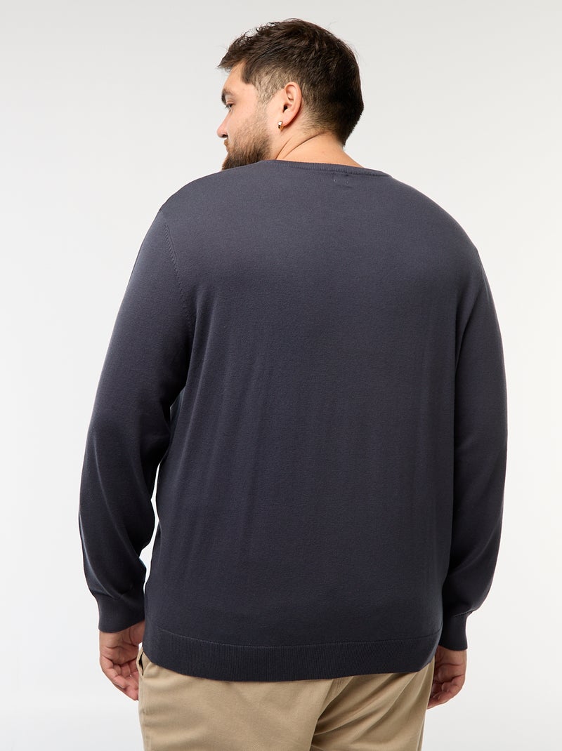 Effen gebreide trui met ronde hals Blauw - Kiabi