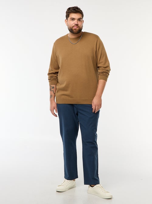 Effen gebreide trui met ronde hals - Kiabi