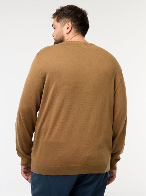 Effen gebreide trui met ronde hals - Kiabi