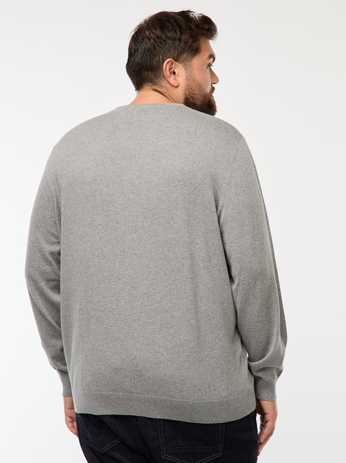 Effen gebreide trui met ronde hals - Kiabi