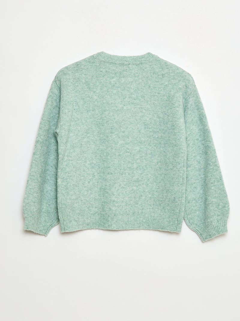 Effen, gebreide trui met ronde hals Groen - Kiabi
