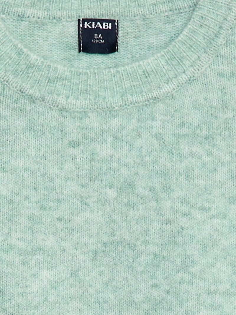 Effen, gebreide trui met ronde hals Groen - Kiabi