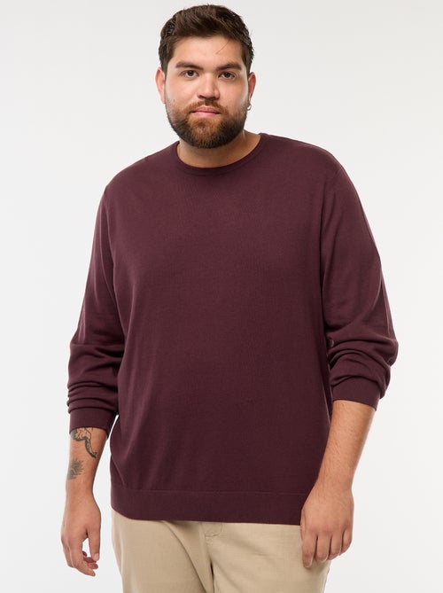 Effen gebreide trui met ronde hals - Kiabi