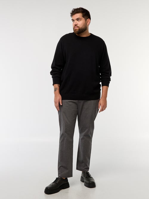 Effen gebreide trui met ronde hals - Kiabi