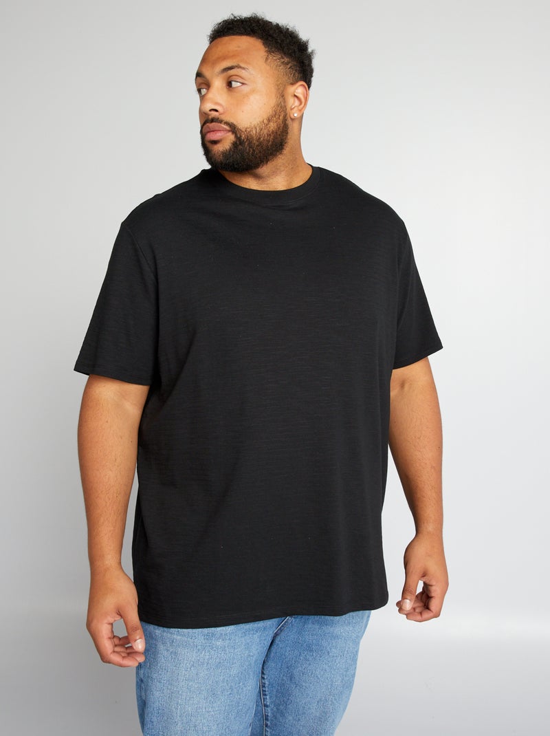 Effen gemêleerd T-shirt zwart - Kiabi
