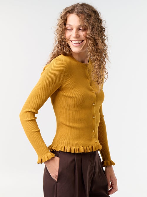 Effen geribbeld vest met ruchesafwerkingen - Kiabi Effen geribbeld vest met ruchesafwerkingen - Kiabi