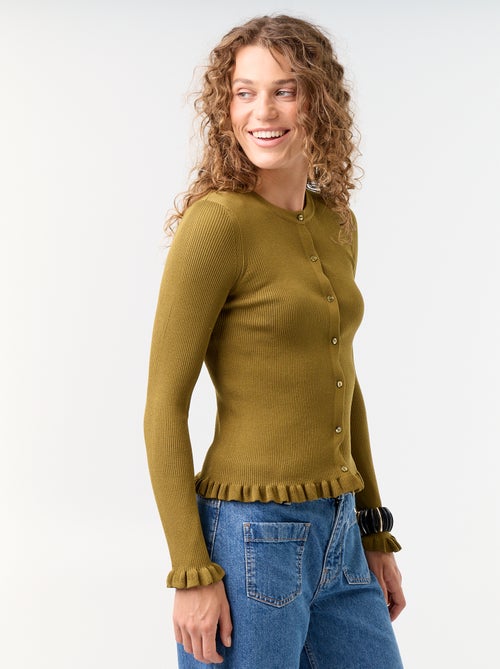 Effen geribbeld vest met ruchesafwerkingen - Kiabi Effen geribbeld vest met ruchesafwerkingen - Kiabi
