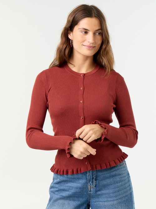 Effen geribbeld vest met ruchesafwerkingen - Kiabi Effen geribbeld vest met ruchesafwerkingen - Kiabi