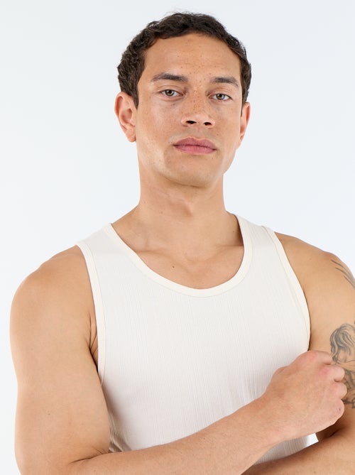 Effen geribd mouwloos shirt - Kiabi