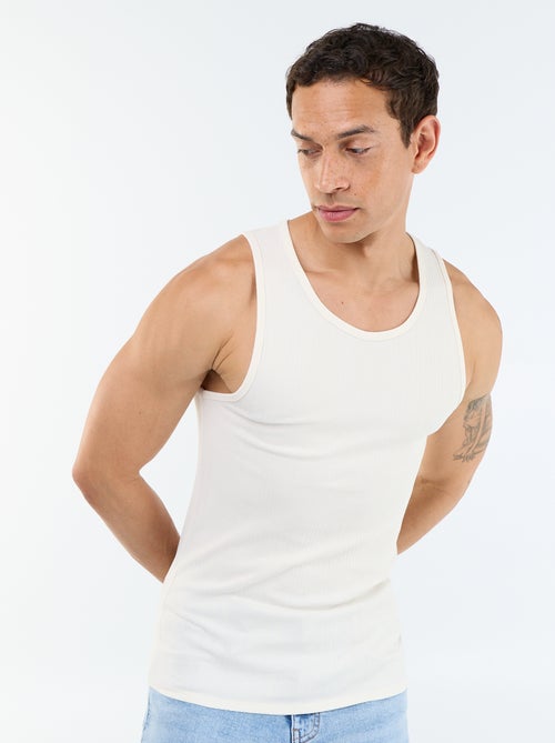 Effen geribd mouwloos shirt - Kiabi