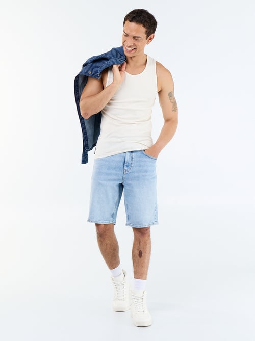 Effen geribd mouwloos shirt - Kiabi