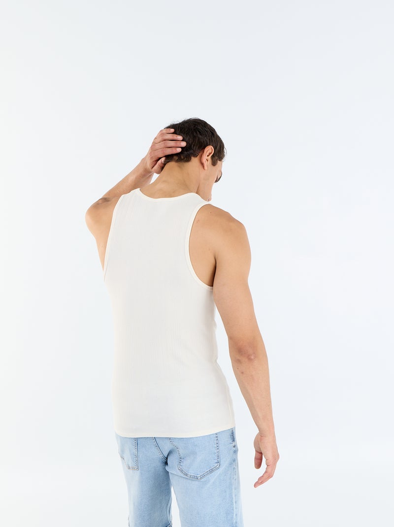 Effen geribd mouwloos shirt Biege - Kiabi