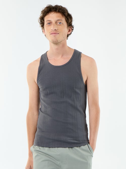 Effen geribd mouwloos shirt - Kiabi