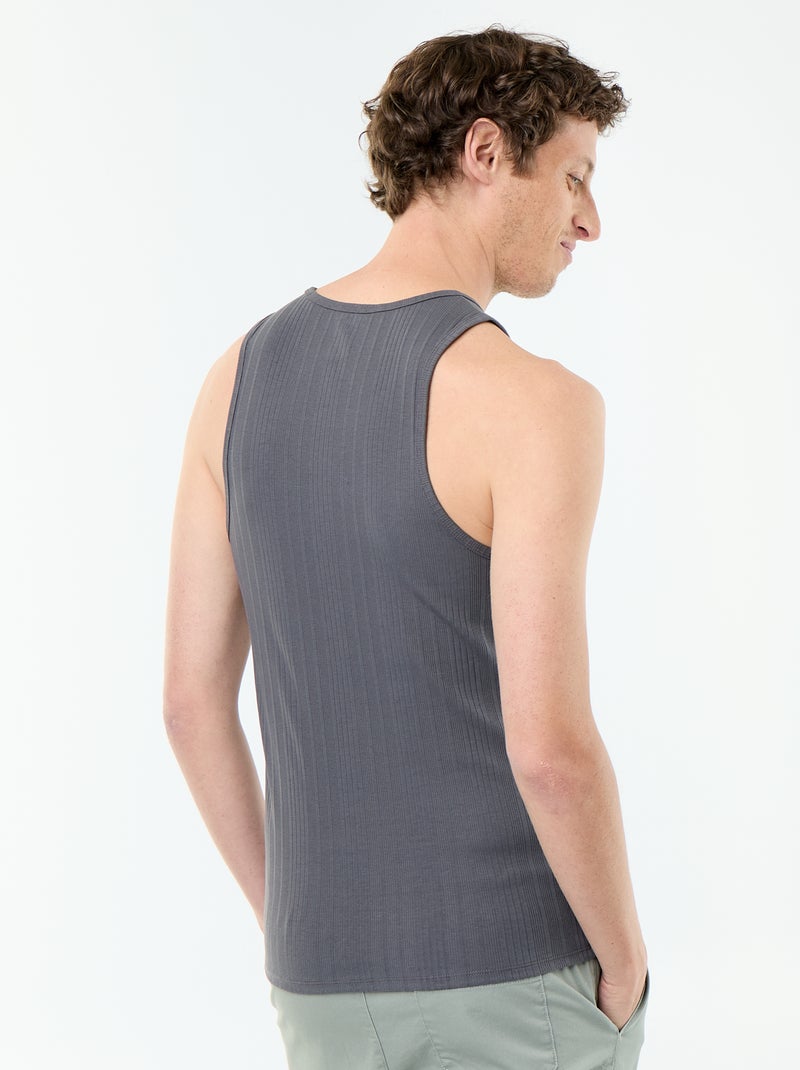 Effen geribd mouwloos shirt Grijs - Kiabi