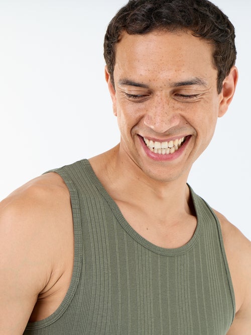 Effen geribd mouwloos shirt - Kiabi