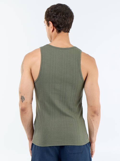 Effen geribd mouwloos shirt - Kiabi