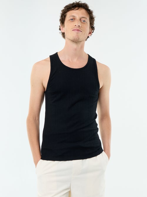 Effen geribd mouwloos shirt - Kiabi