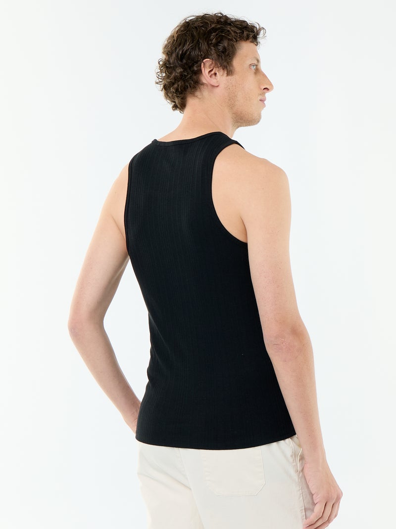 Effen geribd mouwloos shirt Zwart - Kiabi