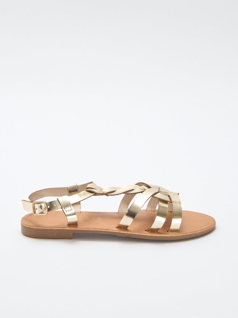 Effen gevlochten sandalen Geel - Kiabi