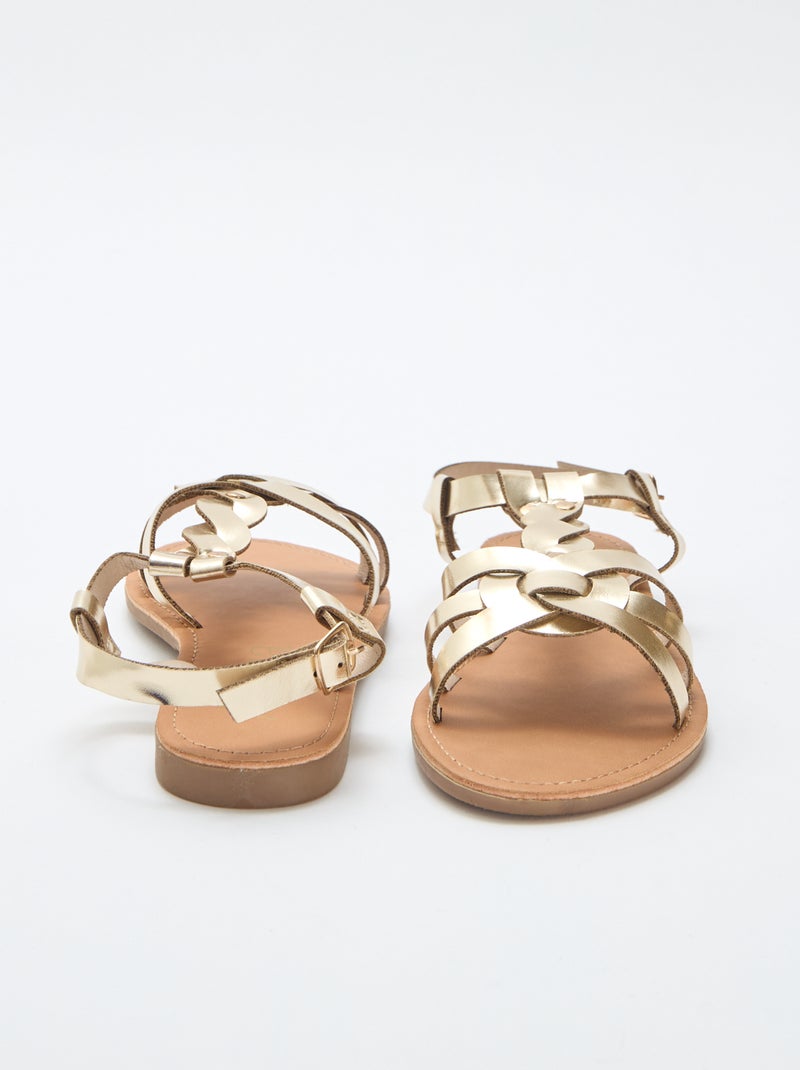 Effen gevlochten sandalen Geel - Kiabi