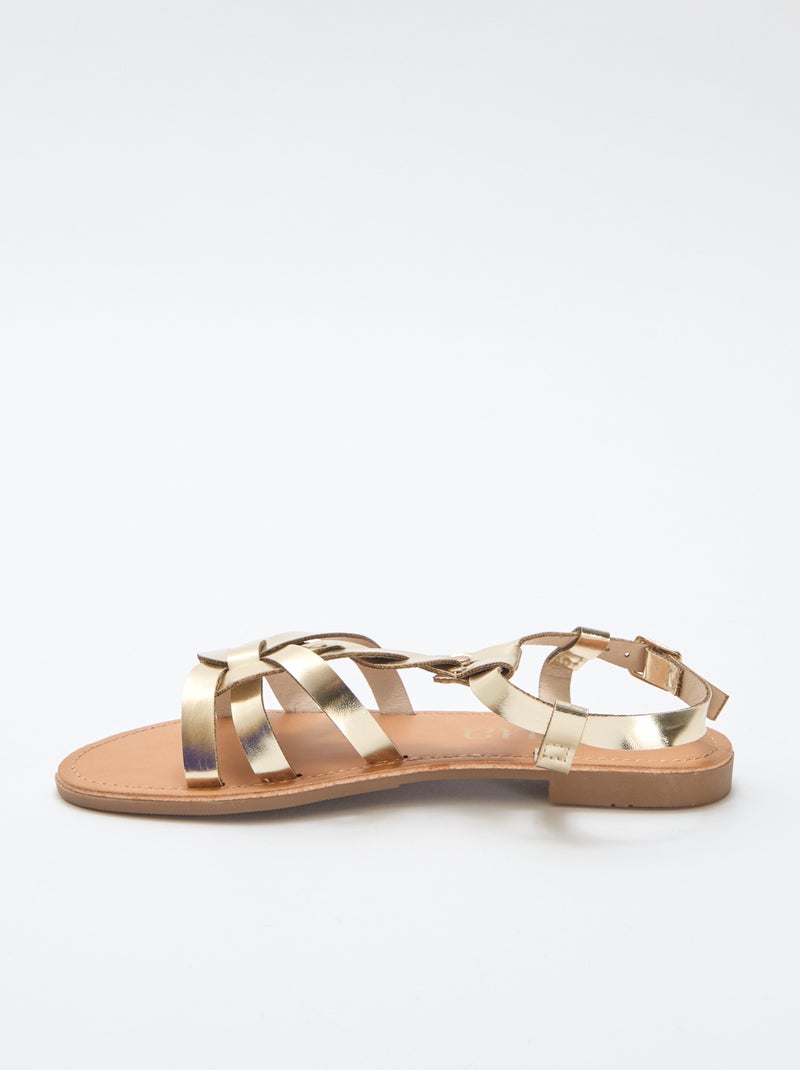 Effen gevlochten sandalen Geel - Kiabi
