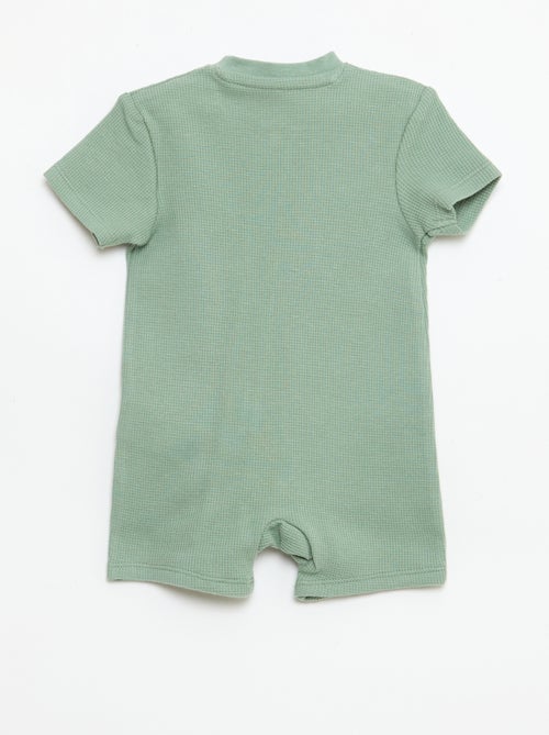 Effen gewafelde pyjama met rits - Kiabi