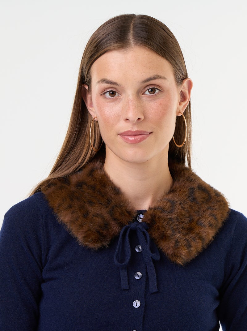 Effen gilet met kraag van imitatiebont Blauw - Kiabi