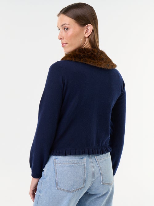 Effen gilet met kraag van imitatiebont - Kiabi