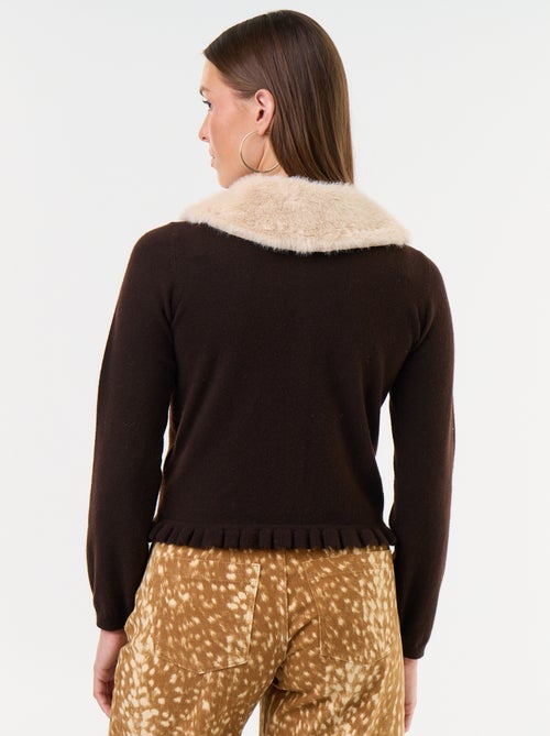 Effen gilet met kraag van imitatiebont - Kiabi