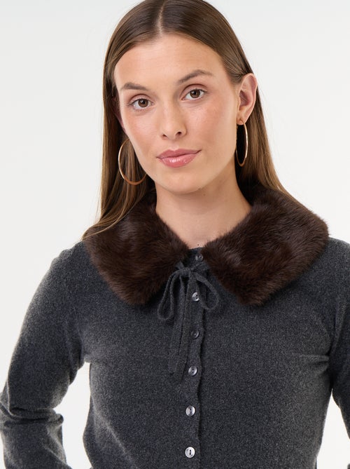Effen gilet met kraag van imitatiebont - Kiabi