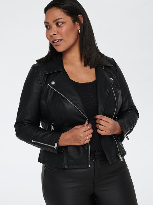 Effen glanzend perfectojasje met rits - Kiabi