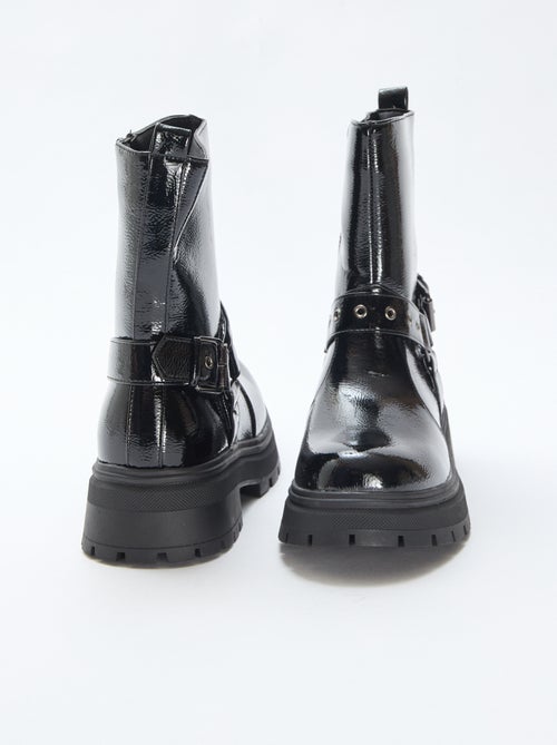 Effen glanzende bikerlaarzen - Kiabi