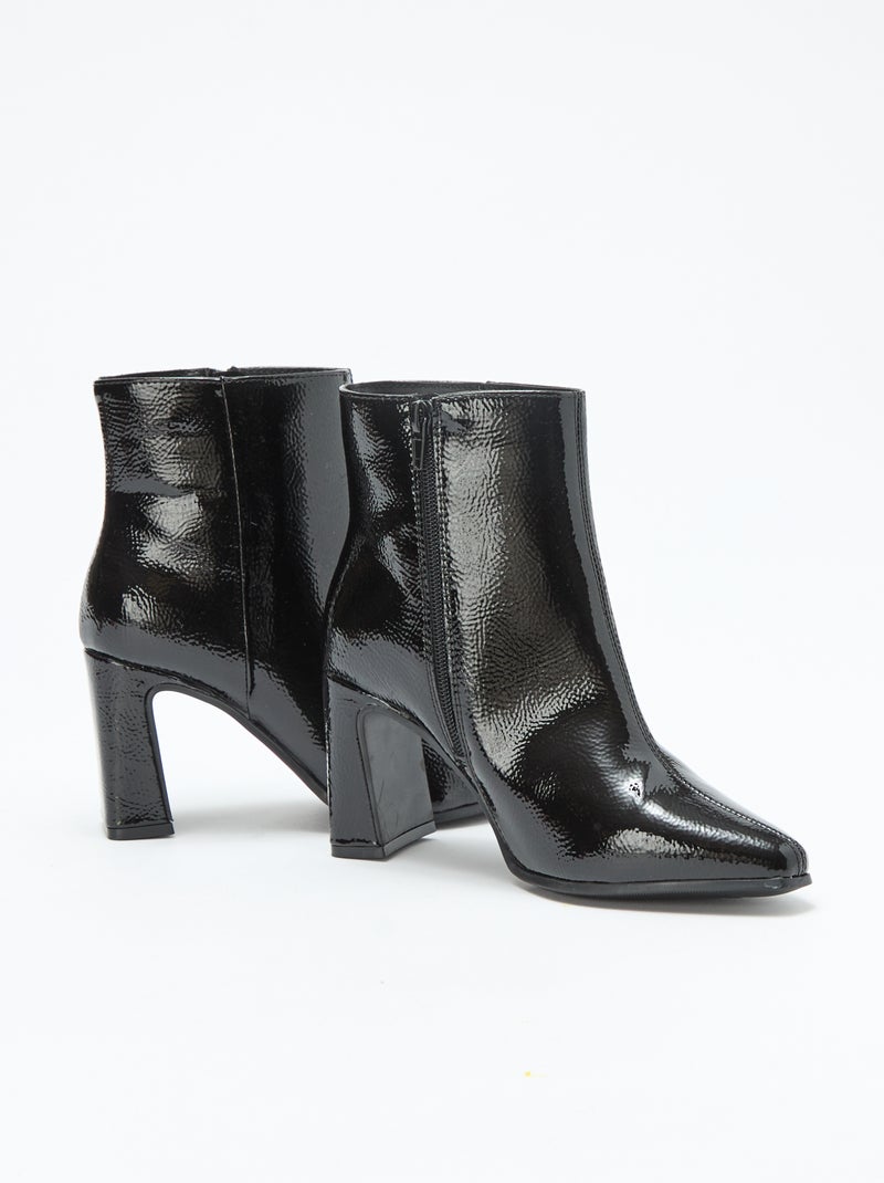 Effen glanzende laarzen zwart - Kiabi