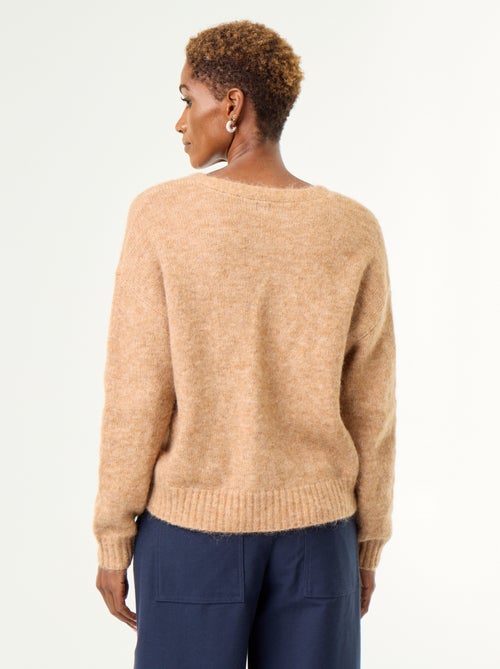 Effen grofgebreid vest met knopen - Kiabi