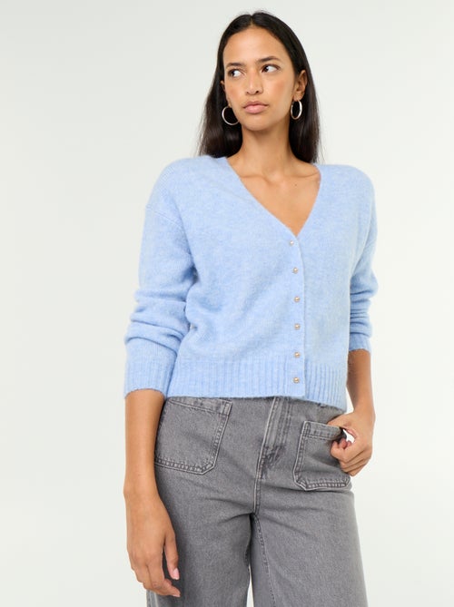 Effen grofgebreid vest met knopen - Kiabi