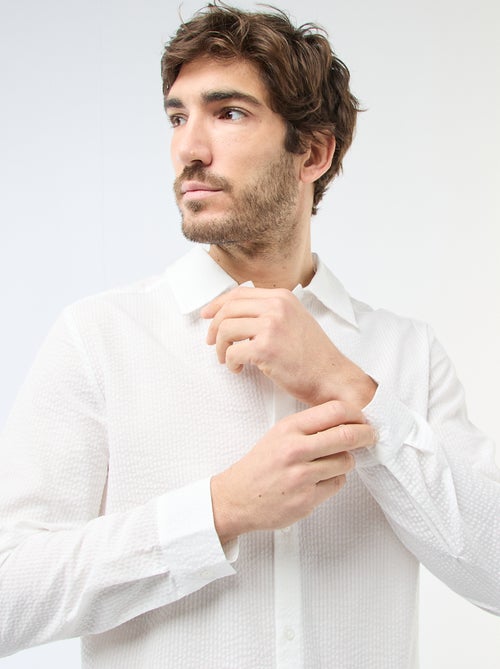 Effen hemd van gewafelde stof - Kiabi