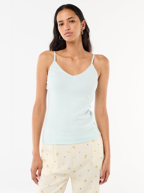 Effen hemdje met dunne verstelbare bandjes van katoen - Kiabi