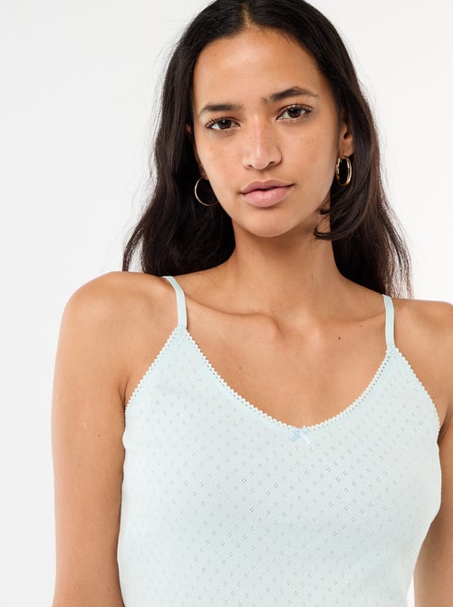 Effen hemdje met dunne verstelbare bandjes van katoen - Kiabi