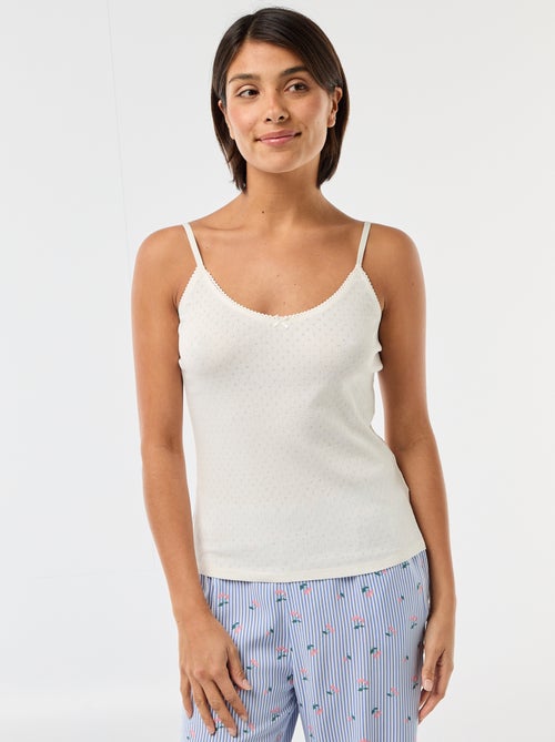 Effen hemdje met dunne verstelbare bandjes van katoen - Kiabi