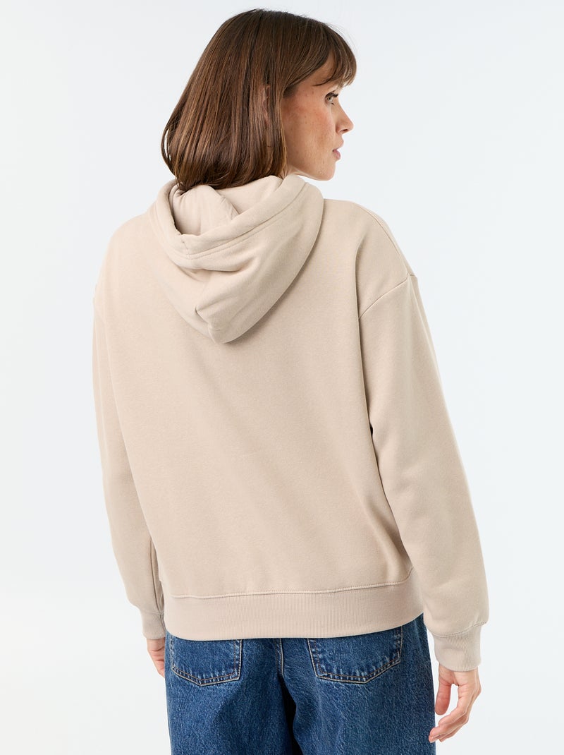 Effen hoodie met kangoeroezak Biege - Kiabi