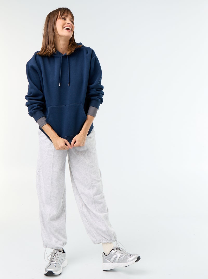 Effen hoodie met kangoeroezak Blauw - Kiabi
