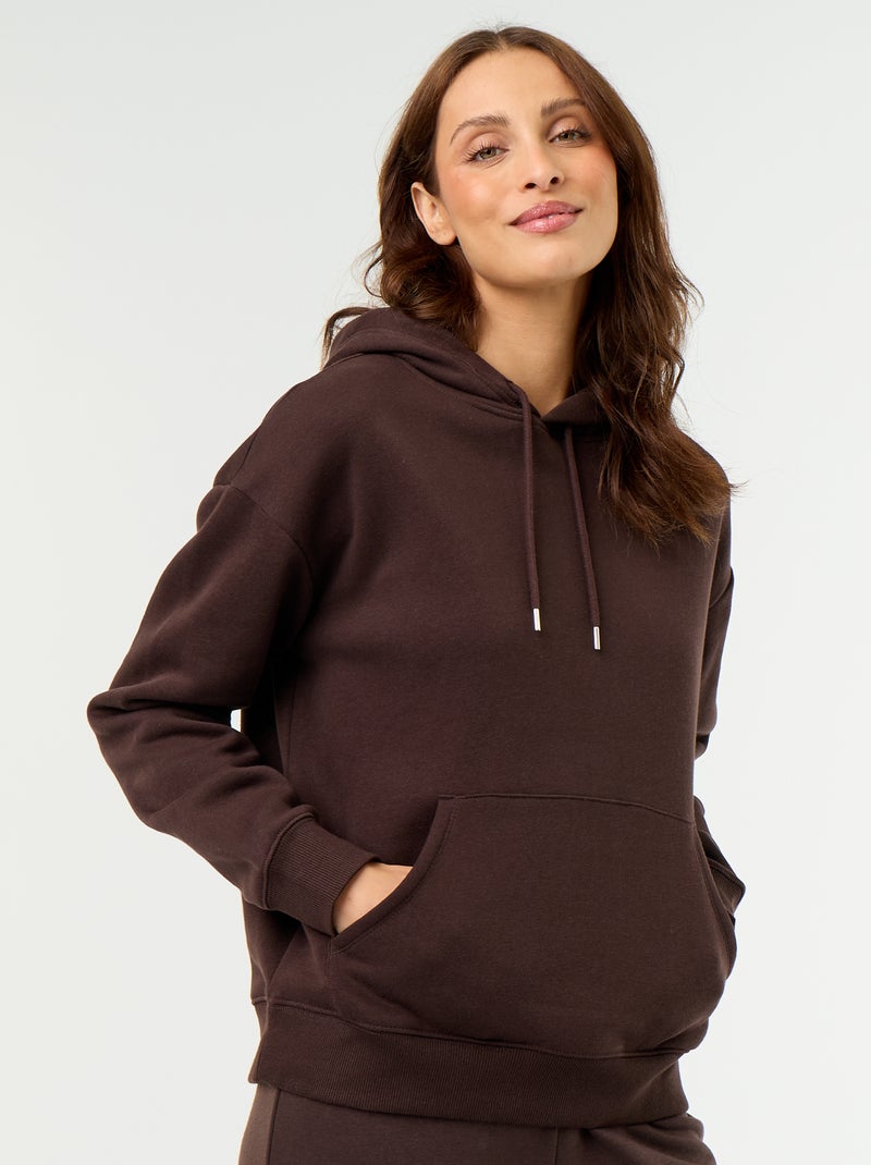 Effen hoodie met kangoeroezak Bruin - Kiabi
