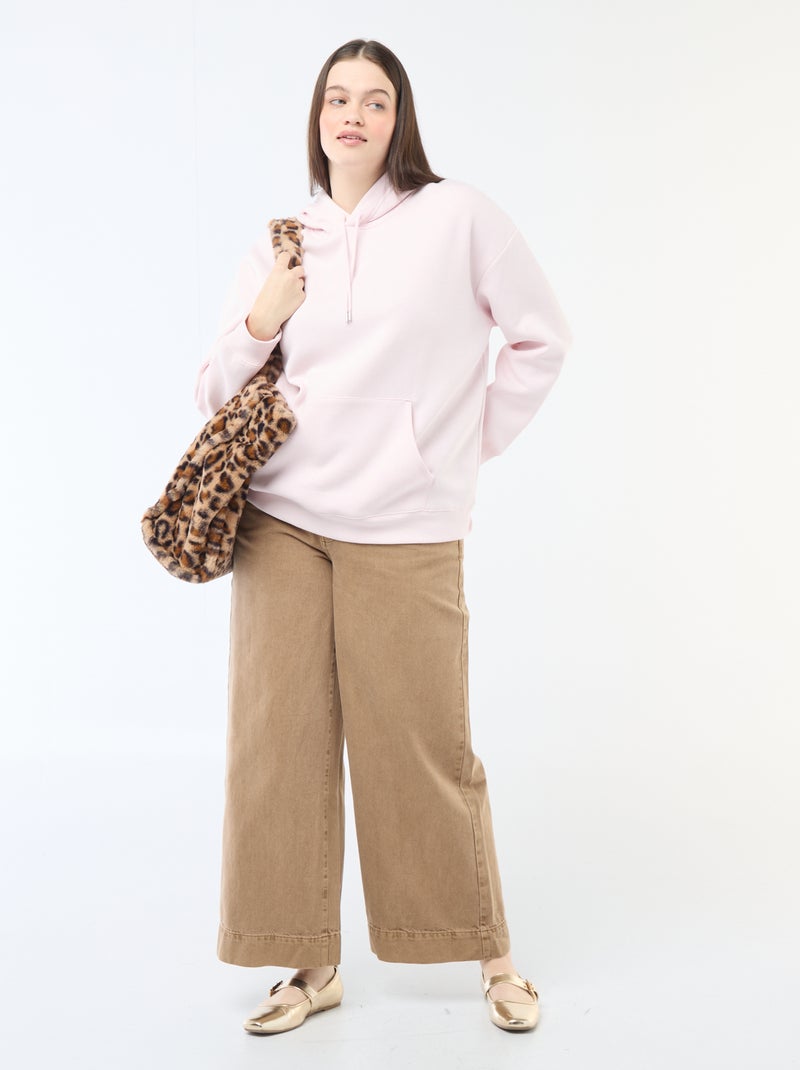Effen hoodie met kangoeroezak Rose - Kiabi