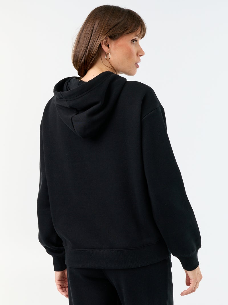 Effen hoodie met kangoeroezak Zwart - Kiabi