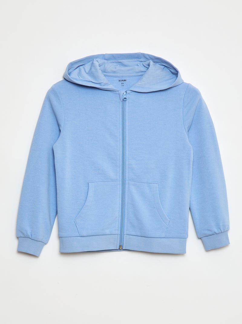 Effen hoodie met rits Blauw - Kiabi