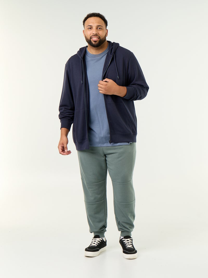 Effen hoodie met rits Blauw - Kiabi