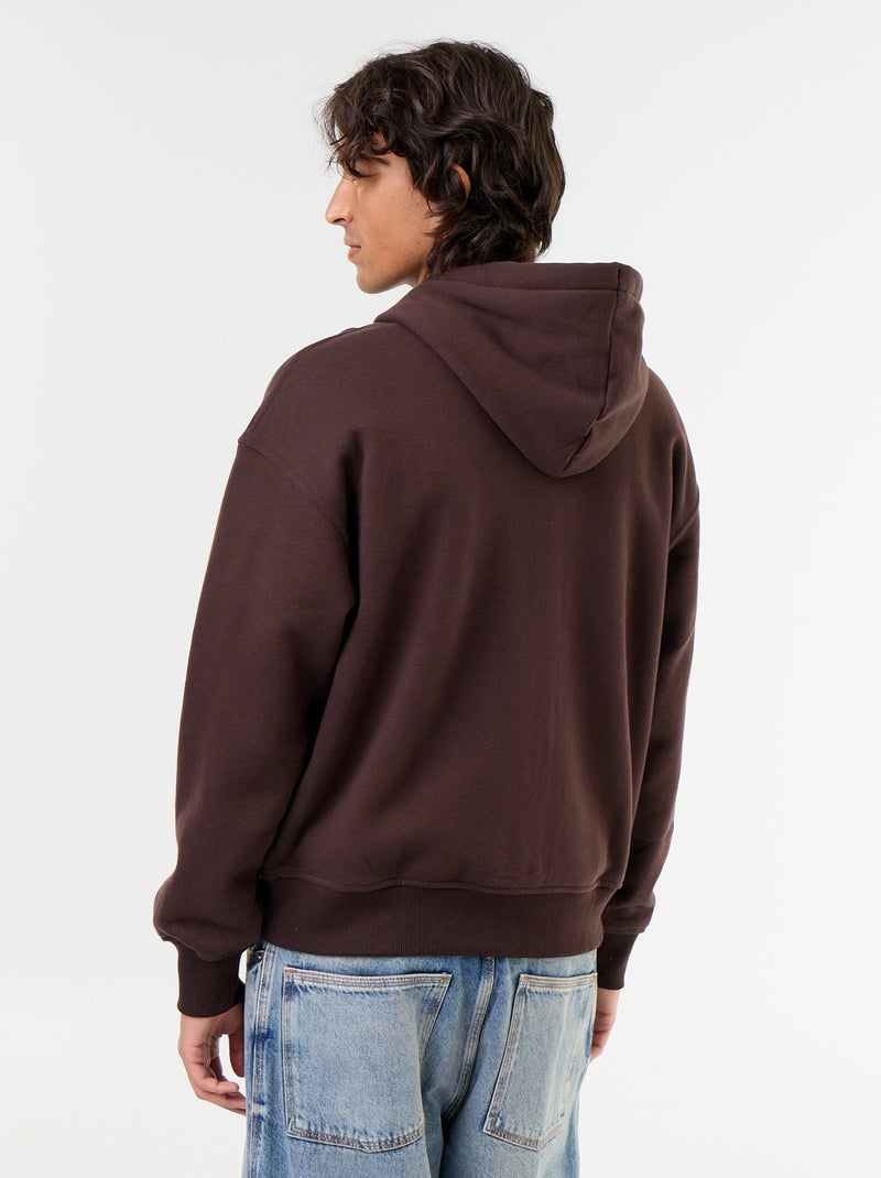 effen hoodie met rits Bruin - Kiabi