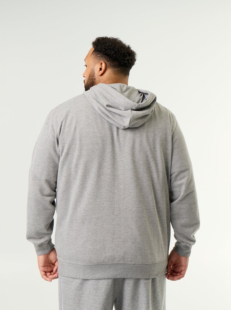 Effen hoodie met rits Grijs - Kiabi